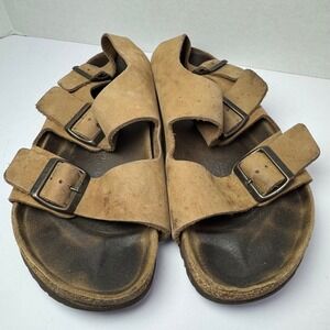 Birkenstock Arizona Suede Leather Double Strap Sandals Tan Unisex Size 39 Shoes